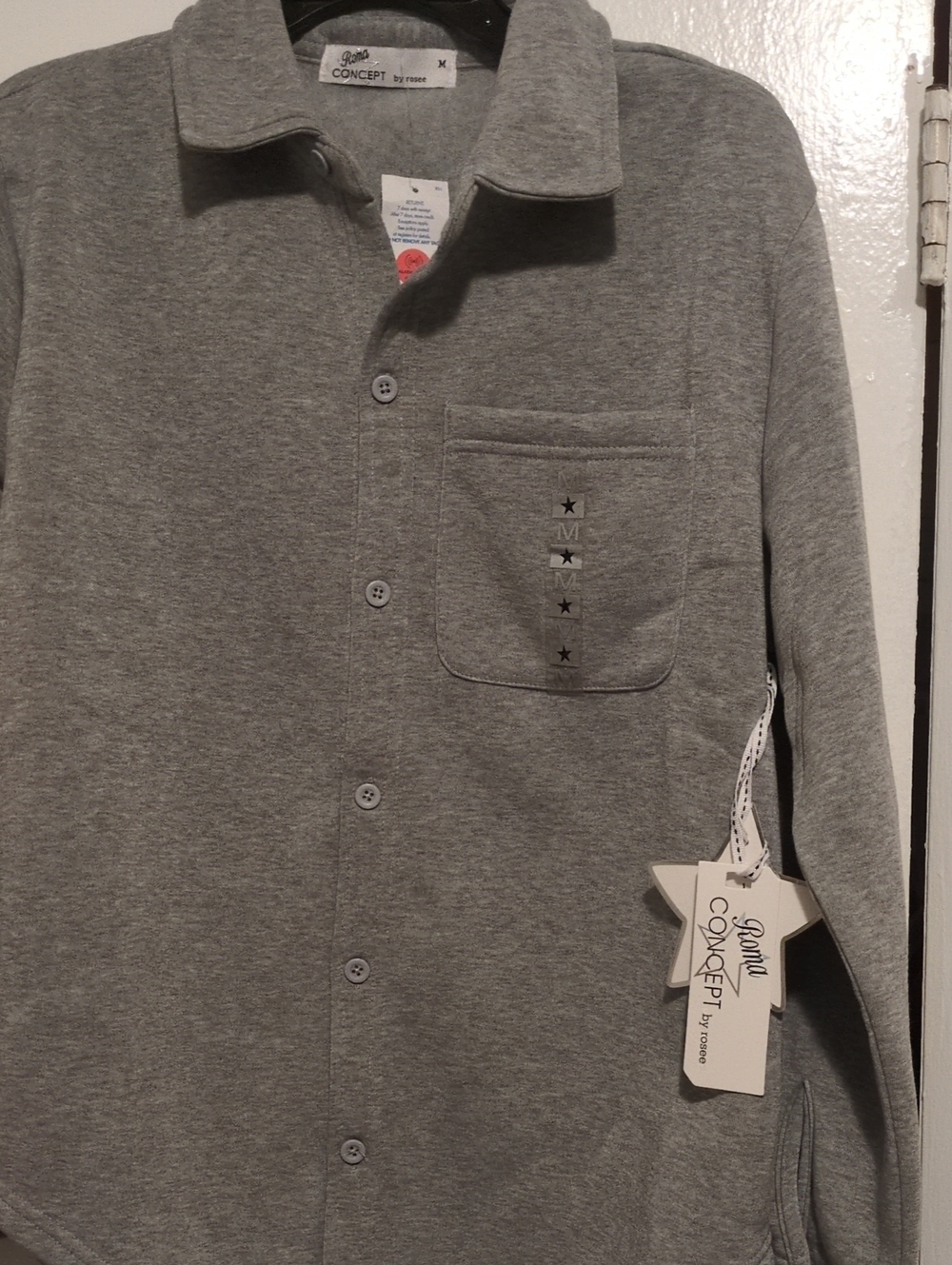 Roma Concept By Rosée Grey Button-Up Pocket L/Sleeves Shirt  M